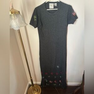 Michael Simon Lite Charcoal Gray V-Neck Sweater dress